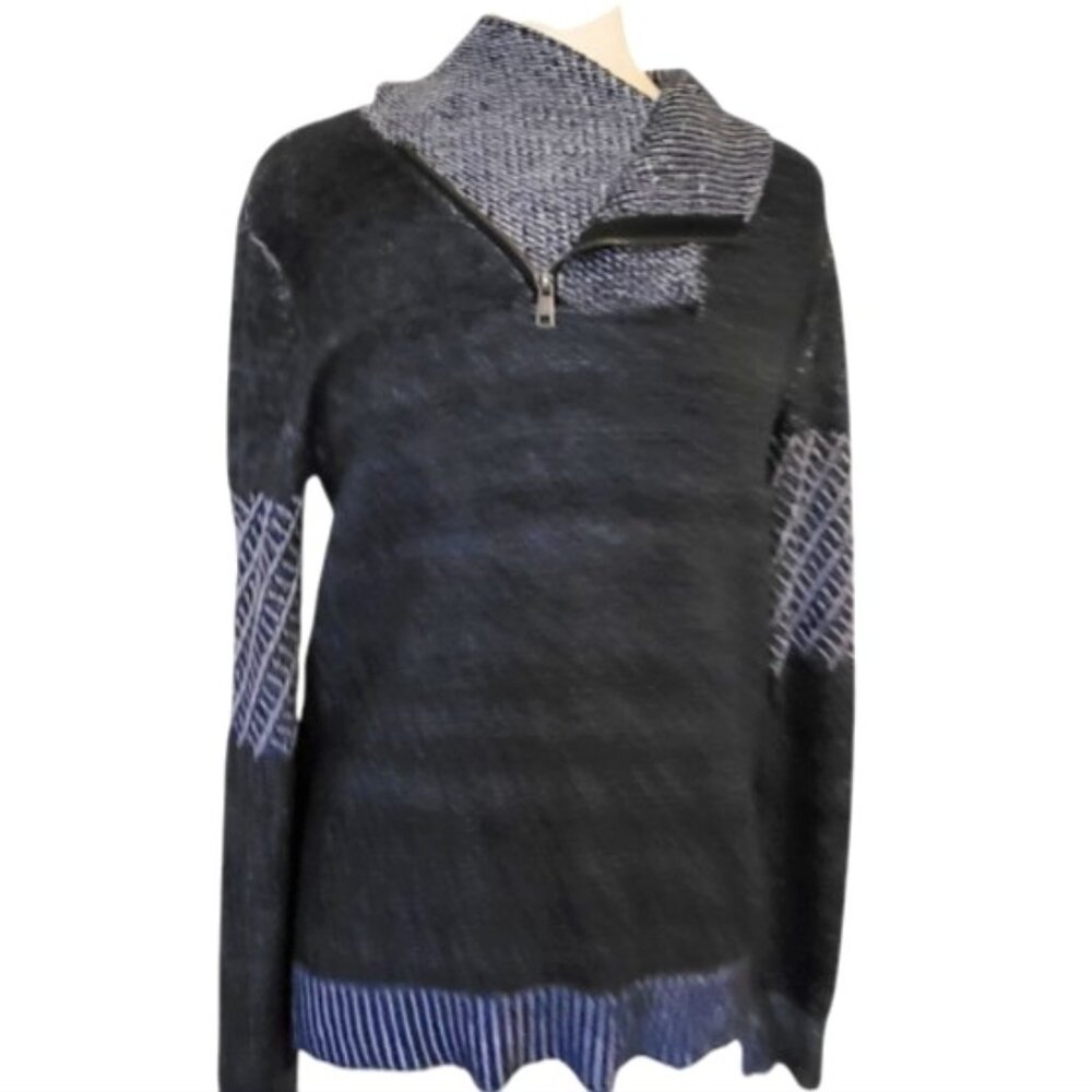 Trash Nouveau Gray Distressed Sweater with Zip Collar